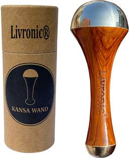 Livronic Ayurvedic Kansa Wand Face Massager With Neem Wood Handle For Natural Glow, Detoxification And Stress Relief (BRONZE SIZE: 4.5 CM) Massager