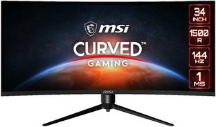 MSI 86.36 cm (34 inch) Curved Quad HD LED Backlit VA Panel MSI Optix Mag342Cqr 34 Inch (86.36 cm) Curved Gaming LCD Monitor - 21:9 Uwqhd 3440 X 1440 Pixels, 1Ms Response Time/1500R/144Hz/Night Vision/AMD Adaptive Sync/Mystic Light RGB, Black Gaming Monitor (MAG342CQR/ 3DB6)