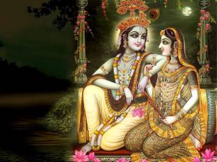 RADHA KRISHNA ON FINE ART PAPER HD QUALITY WALLPAPER POSTER Fine Art Print