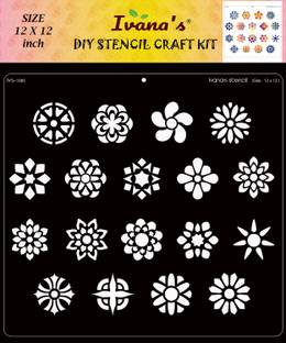 IVANA'S Mix Modern Design Stencil for Art & Craft , Reusable DIY Decorative Stencil IVS-1085 for Painting on Canvas, Fabric, Cloth, Paper, Glass and Wall,Size-12 x 12 inch, Stencil