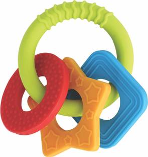 Beebaby Chewy Trinkets Silicone Teether, BPA Free, 3M+ (Step -3) (Geometrical Shapes) Teether