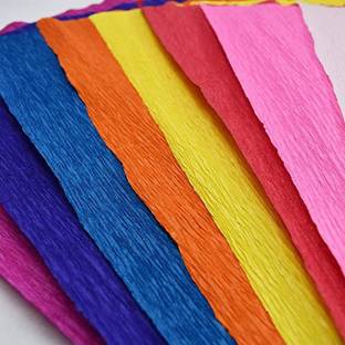 RJV ग्लोबल Crepe Paper Wrinkled 14 Pcs for DIY Flower Making and Wrapping(80 cm L x 25 cm )