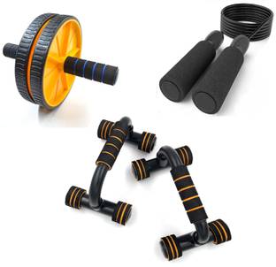 LIVOX Push Up Bar Stand Useful In Chest And Skipping Rope With Ab Wheel roller Push-up Bar