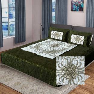 KEERRAZ Satin Double Flat 210 TC Jaipuri Prints Bedsheet
