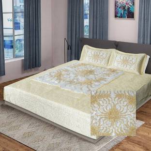 KEERRAZ Satin Double Flat 210 TC Jaipuri Prints Bedsheet