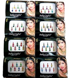QUBIX Marriage bindi, party wear,all function bindi pack of 11 face Multicolor Bindis
