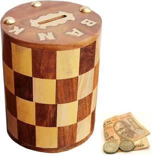 SWH Wooden Chess Design Money bank / Gullak Cash Box
