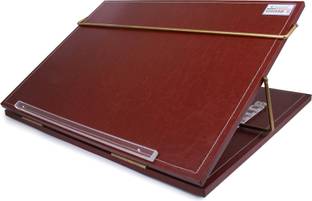 RASPER 2 Compartments Brown Leather Writing Desk Adjustable Height Leather Table Top Elevator Inclined Slant Easy Reading Desk Office Table Top (Big Size 24x18 Inches)Most Heavy 12MM