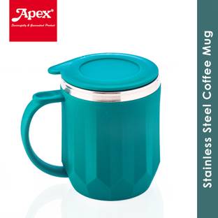 APEX Steel Coffee with Lid (Plastic Outer) Stainless Steel Coffee Stainless Steel, Plastic Coffee Mug