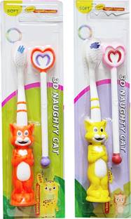 Yunicron Max Tom Kids Toothbrush with Tongue Cleaner Extra Soft Toothbrush