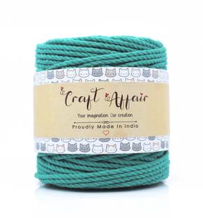 Craft Affair | 3ply Twisted Cotton Rope Macrame Cord (10 Meter, 4mm) | Wall Hangers & DIY work Sea Green