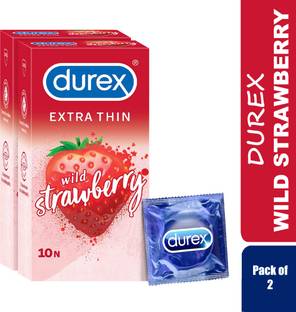 DUREX Wild Strawberry Extra Thin 10 Condom (Pack of 2) Condom