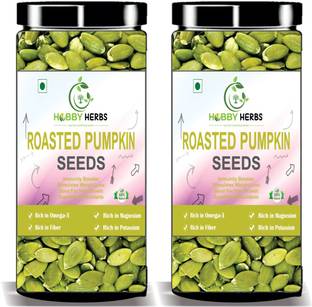 Hobby Herbs Roasted Pumpkin Seeds 400gm ( 2 x 200gm ) | Protein and Fiber Rich Pumpkin Seeds