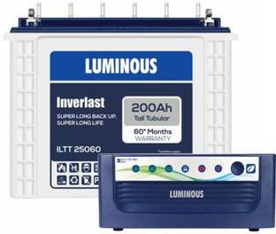 LUMINOUS Inverlast ILTT 25060 Tall Tubular With Eco Volt Neo 850 Sine Wave Inverter ILTT25060 Pure Sine Wave Inverter