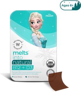 Wellbeing Nutrition Frozen Elsa Melts|Kids Organic Vitamin B12, D3+K2 & Folate,Exotic Mango Flavor