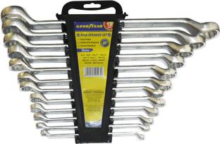 GOOD YEAR Spanner Set , Spanner Set Tools Kit , Ring Spanner Wrench 12Pc Set(6x7-30x32)mm, CRV Double Side Ring End Spanner Set, Wrench Set Tools, Chrome Finished Double Sided Speed Wrench
