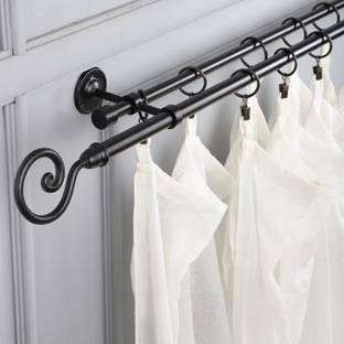 THE DECOR MART Black Curtain Rods Metal