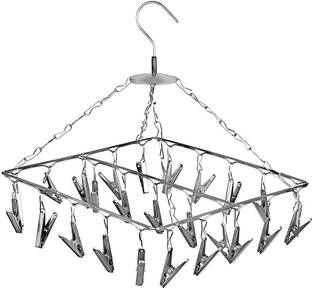 RARE-ZONE 25 Clips Stainless Steel Hanger For Drying Clothes, Hanger With Clips Steel Dress Hanger For  Dress