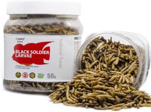 TUNAI Black Soldier Larvae Dry Fish Food for Flowerhorn, Arowana, Oscar Fish 0.05 kg Dry Adult, New Bo...