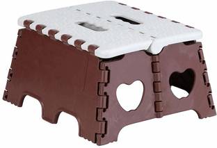 Citymegastore Citymegastore 6.69 inch height Folding Store Foot Rest Under Table for Office Home Under Desk Foot Rester Desk Multipurpose Strong Support Stool for Bathroom Outdoor & Cafeteria Stool (Brown, Cream) Outdoor & Cafeteria Stool