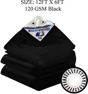 TUFFPAULIN 12FT X 6FT 120 GSM black Tarpaulin Tent - For Truck body, Car, Bike, Grain Covers, Pond Liners