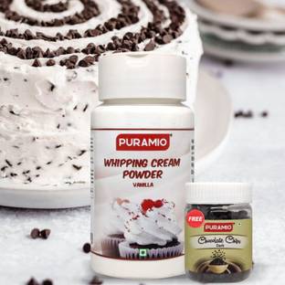 PURAMIO Whipping Cream Powder- Vanilla, (100g with Dark Chocolate Chips, 25g) Icing