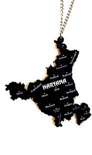 Sunder Kaya Car Hanging Accessories - Haryana Map Printed Interior Decoration Decorative Showpiece  -  10 cm