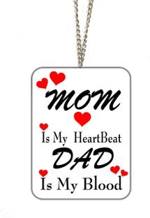 Sunder Kaya Car Hanging Accessories - Mom Dad Printed Interior Decoration Decorative Showpiece  -  10 cm
