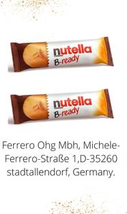 nutella Ferrero Hazelnut Spread B - ready (IMPORTED) (Pack Of 2) Cream Filled Biscuit