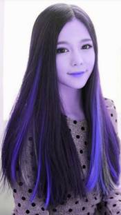 ALX 2pc purple color streak highlighter 28inch long Hair Extension