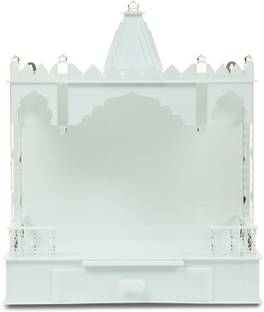 Ashar Devghr White Colour Acrylic Mandir/Temple for Home & Office 18" with Led Spotlight Acrylic Home Temple