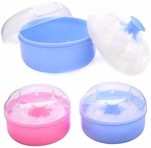 SIYAA Pack Of 3 Pcs Baby Care Powder Box For Summer & Other Season Soft Cotton Puff.