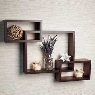 woodinzo Intersecting Wall Shelves for Living Room, Bedroom MDF (Medium Density Fiber) Wall Shelf