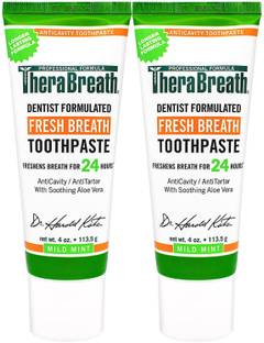 TheraBreath Formulated Fresh Breath Anti-Cavity Toothpaste, Mild Mint, 4 Ounce (Pack Of 2) Toothpaste