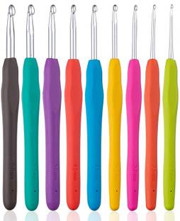 puffy Hand Knitting Art Craft Soft Fingering Crochet Hooks Yarn Set Of 8