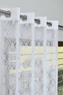 Galaxy Home Decor 274 cm (9 ft) Net Transparent Long Door Curtain (Pack Of 2)