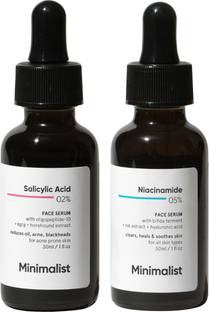 Minimalist Daily Oil-Control AM/PM Duo Serums For Oily Acne Prone Skin | Combo Pack with Niacinamide Serum & Salicylic Acid Serum to Reduce Excess Oil, Acne & Acne Marks | 60 ml
