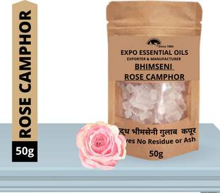 Expo Organics Pure Bhimseni Rose camphor / Kapoor / Air Freshener & Mosquito Repellent - 50g
