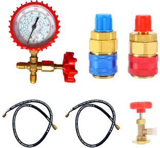 SATYWALI Can Combo Set of 1 Single Gauge Manifold (-30 to 800 psi), Multicolor Snap Gauge