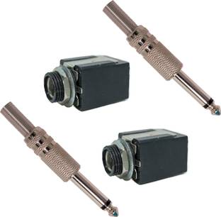 Ovicart 6.35mm MONO Jack Female Socket 6.3 Metal Male Audio Jack 2 Pair Male / Female 6.3 Jack pin Connector
