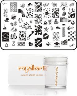 Royalkart Nail Art Stamping Kit Jumbo Image Plate With Soft Nail Silicon Stamper & Scraper CF11