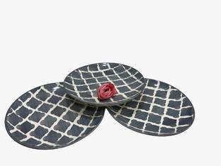 Your Local Store Mughlai Grey Color Ceramic Full Size Dinner Plate 9 Inch Round Shape Set Of 3 Dinner Plate