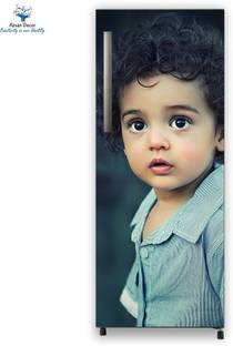 Ainan Decor 90 cm Customised Cute Kid Photo Child Fridge Sticker Decorative Refrigerator Door Wallpaper Poster self Adhesive Vinyl Fridge wrap Decorative Wall Sticker (PVC Vinyl Multicolor) Size 60x160 cm Self Adhesive Sticker