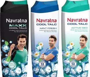 NAVRATAN COOL AND MINT FRESH AND ACTIVE DEO POWDER PACK OF 3