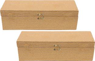 KUBER INDUSTRIES Wooden Glitter Dot Design 1 Rod Bangle Box/Case With SwingArmLock-Packof2 (Gold) Make up, Jewellery Vanity Box