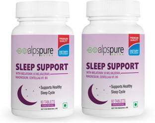 ALPSPURE Sleep Support with Melatonin , valerian, Magnesium, centella & vit B6 -120 Tablets