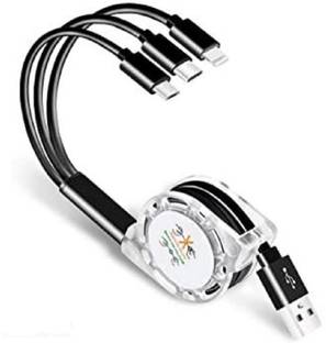 keeva Micro USB Cable 2 A 1.2 m 3 In 1 USB Fast Charger Cord with 1.2 m Lightning Cable