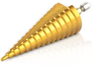 uptotools Step Drill Bit 4-32MM High Speed Steel 15 Steps Hex Shank Soft Metal Sheet, Wood, Plastic, Multiple Hole Drilling Cone Drill Bit