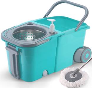 V-MOP Premium Double Bucket Spin Mop with Wheels (( 6 Months Warranty on Rod Set )) Mop Set