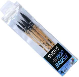 BRuSTRO Natural Hair MOP Brush Set of 4 (0, 2, 4, 8)
